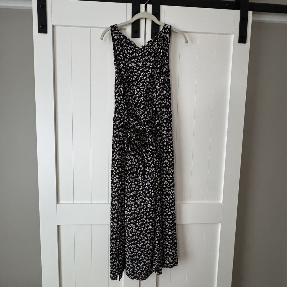 FatFace Maj Black Mono Ditsy Midi Dress